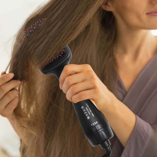 Hair Straightener Brush & Styling Comb, 1000W One-Step Hair Dryer Styler with Adjustable 180°C Heat, for Smoothing, Drying & Styling