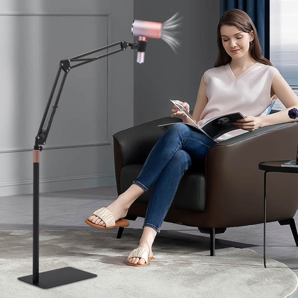Hair Dryer Stand, 360 Degree Rotating Blow Dryer Holder, Adjustable Height Hair Dryer Rack with Heavy Base for Home Salon