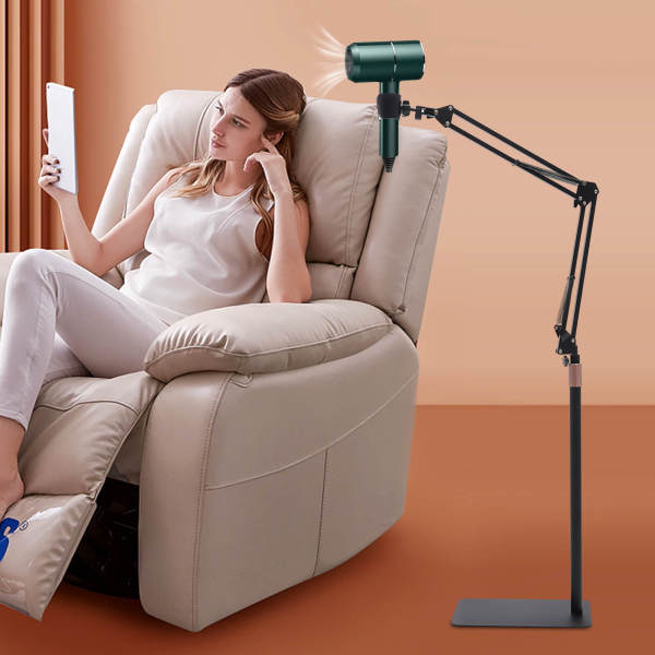 Hair Dryer Stand, 360 Degree Rotating Blow Dryer Holder, Adjustable Height Hair Dryer Rack with Heavy Base for Home Salon