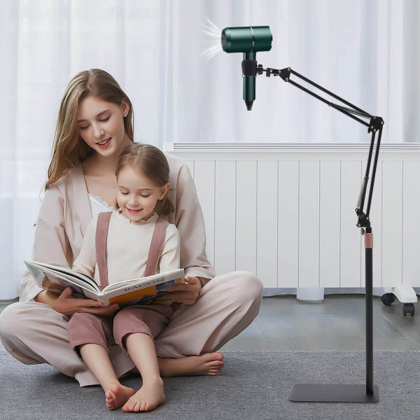 Hair Dryer Stand, 360 Degree Rotating Blow Dryer Holder, Adjustable Height Hair Dryer Rack with Heavy Base for Home Salon