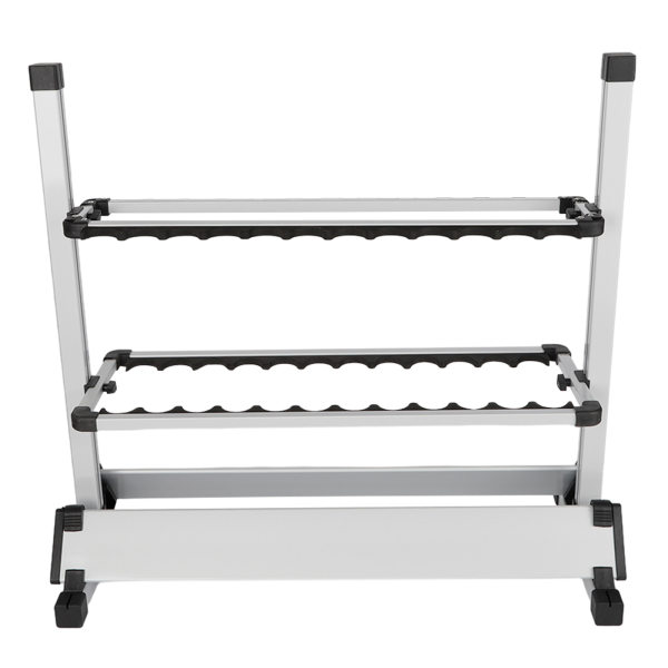 24 Slots Freestanding Fishing Rod Holders 28.74*12.59*28.34in Lightweight Aluminum Vertical Fish Pole Garage Storage Ground Display Stand