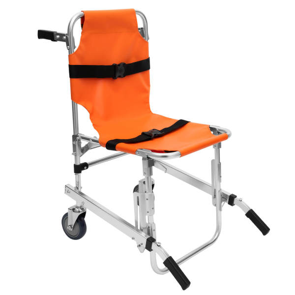 Orange 2-Wheel Stair Chair, Patient Transport Chair, Medical Stretcher - Foldable, 159kg Load Capacity for Hospitals, Emergency centers, Fire Centers