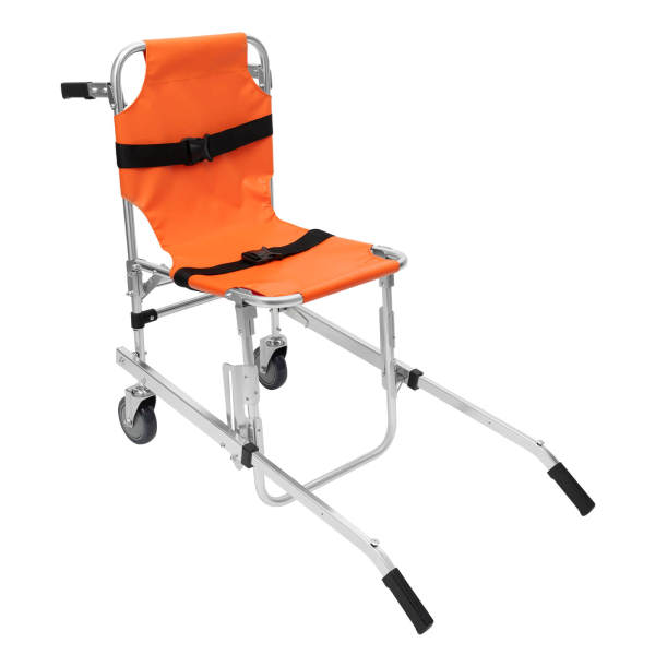 Orange 2-Wheel Stair Chair, Patient Transport Chair, Medical Stretcher - Foldable, 159kg Load Capacity for Hospitals, Emergency centers, Fire Centers