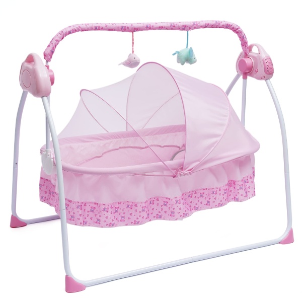 Bluetooth Music Electric Baby Crib Cradle Infant Auto-Swing Bed Rocker Cot W/Mat