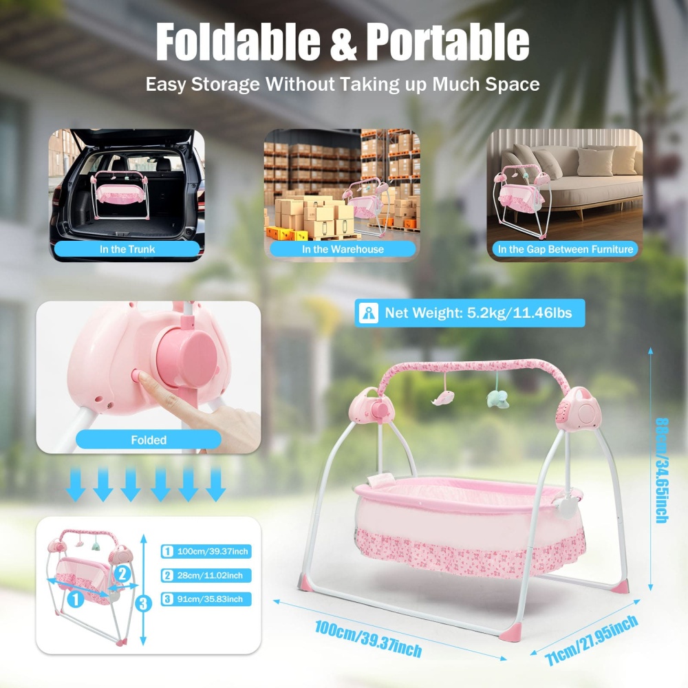 0-25Kg Big Space Electric Baby Crib Cradle Infant Rocker Auto Swing Bed ...