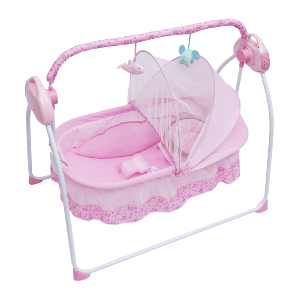 Bluetooth Music Electric Baby Crib Cradle Infant Auto-Swing Bed Rocker Cot W/Mat