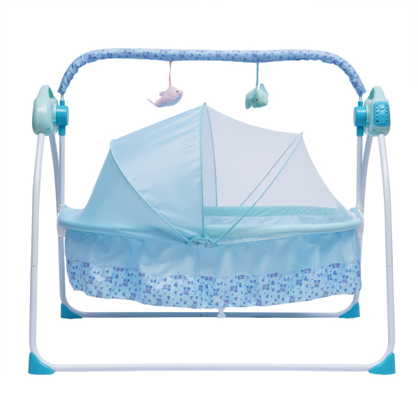 0-25Kg Big Space Electric Baby Crib Cradle Infant Rocker Auto Smart Baby Cradle Newborns Carrier Infant Bed Folding Toddler Cradle (Blue)