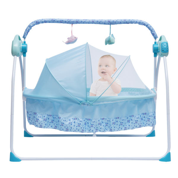 0-25Kg Big Space Electric Baby Crib Cradle Infant Rocker Auto Smart Baby Cradle Newborns Carrier Infant Bed Folding Toddler Cradle (Blue)