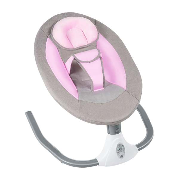 Baby Rocking Chairs Pink Portable Swing for 0-18 Months Infants Electric Bluetooth Remote Control Baby Bouncer with Sunshade & Mosquito Net