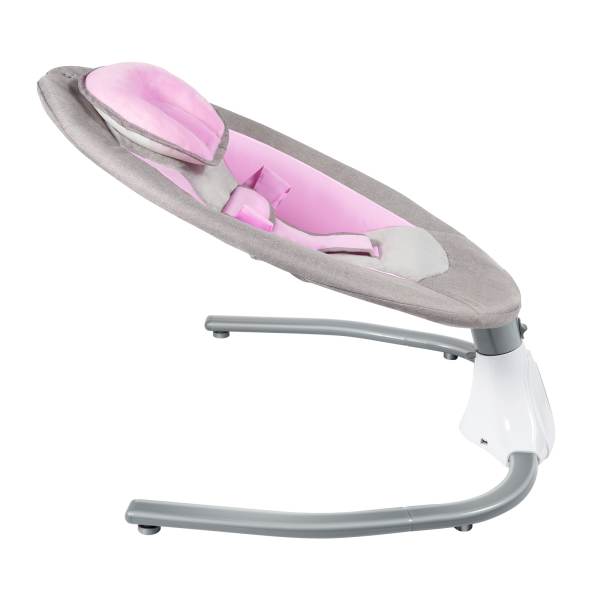 Baby Rocking Chairs Pink Portable Swing for 0-18 Months Infants Electric Bluetooth Remote Control Baby Bouncer with Sunshade & Mosquito Net