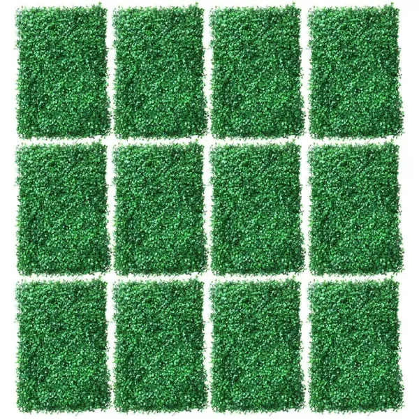 12Pcs Artificial Plants Wall Panels Boxwood Hedge Mat Artificial Leaves Hedge Panels Greenery Wall Panel Fence Foliage Panel Decor