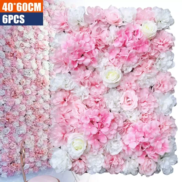 6 Pcs Artificial Flower Wall Artificial Flower Decorative Rose Flower Wall Artificial Flower Panel DIY Flower Wall