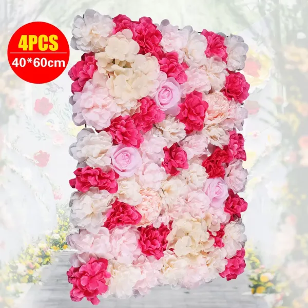 4 Packs Flower Wall Panel Grid Floral Wall Wedding Venue Backdrop Decor