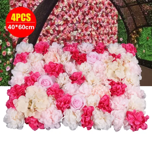 4 Packs Flower Wall Panel Grid Floral Wall Wedding Venue Backdrop Decor