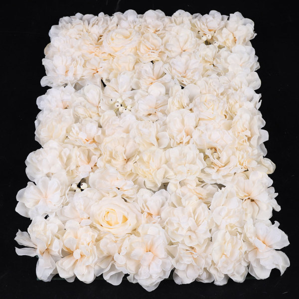 6pcs 23.62x15.74 inches Artificial Flower Wall Rose Wall, Hydrangea White Fruit + Light Champagne Dahlia Rose