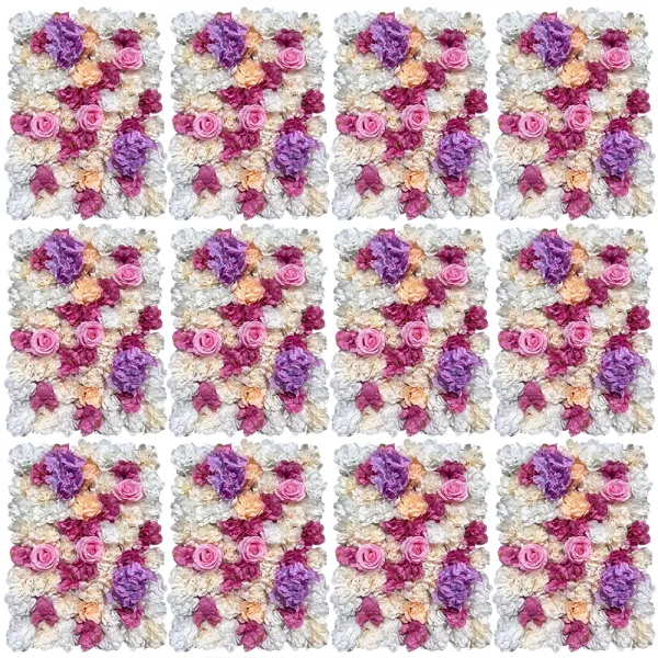 WindWilder 12 x Artificial Flowers Pillar Wall Artificial Flower Wall Rose Wedding Street Background DIY Background Flower Panels