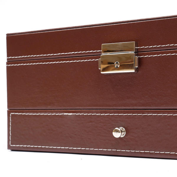Red-brown Retro Watch Storage Box, Jewelry Display Case, Jewelry Box with Mirrror and Key