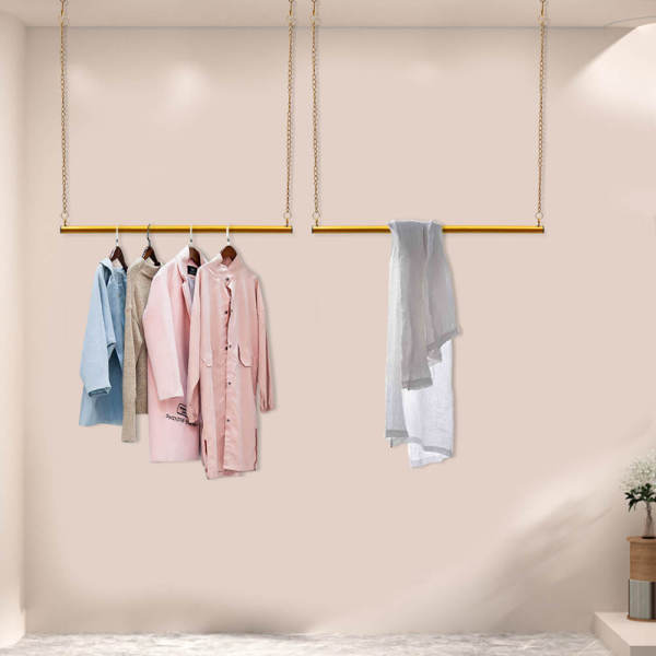 Hanging Clothes Rack with Chains and hooks, Clothing Rack, Clothing Rack for Bedroom, Laundry Room 90*180 cm