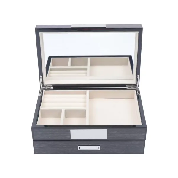 2 Layers Women Rustic Wooden Jewellery Organiser Retro Jewellery Box Bracelets Storage Case for Watches, Rings, Bracelets