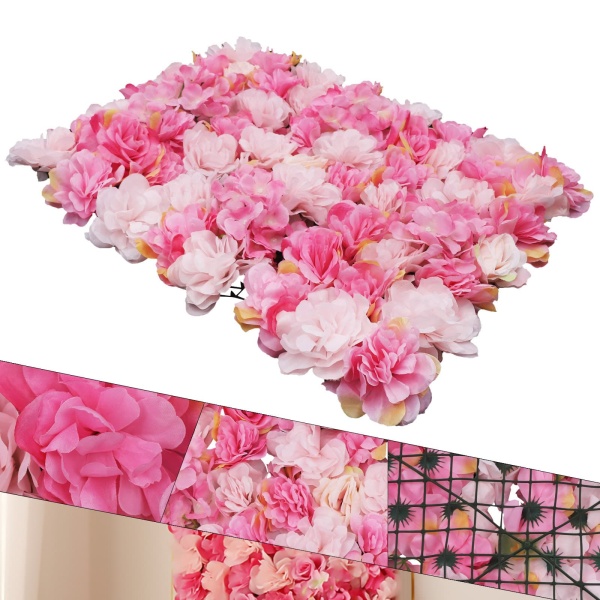 6pcs 23.62 x 15.75 inches Artificial Rose Flower Panels 6pcs Simulation Flowers Wall Hanging Decor Artificial Silk Rose Flower Wall Panel