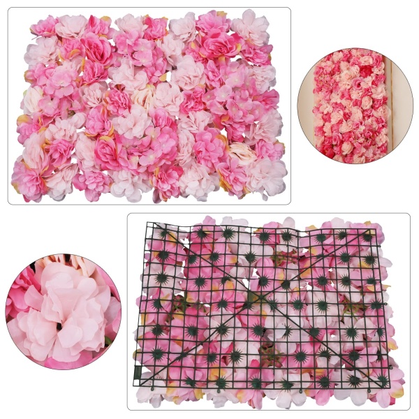 6pcs 23.62 x 15.75 inches Artificial Rose Flower Panels 6pcs Simulation Flowers Wall Hanging Decor Artificial Silk Rose Flower Wall Panel