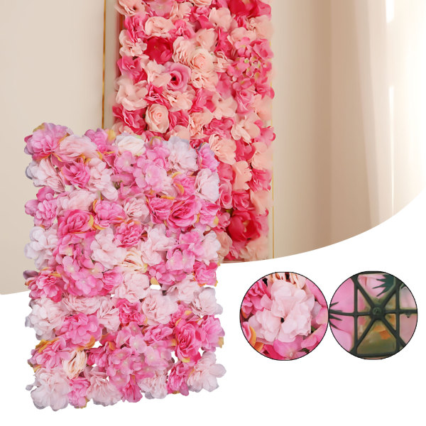 6pcs 23.62 x 15.75 inches Artificial Rose Flower Panels 6pcs Simulation Flowers Wall Hanging Decor Artificial Silk Rose Flower Wall Panel