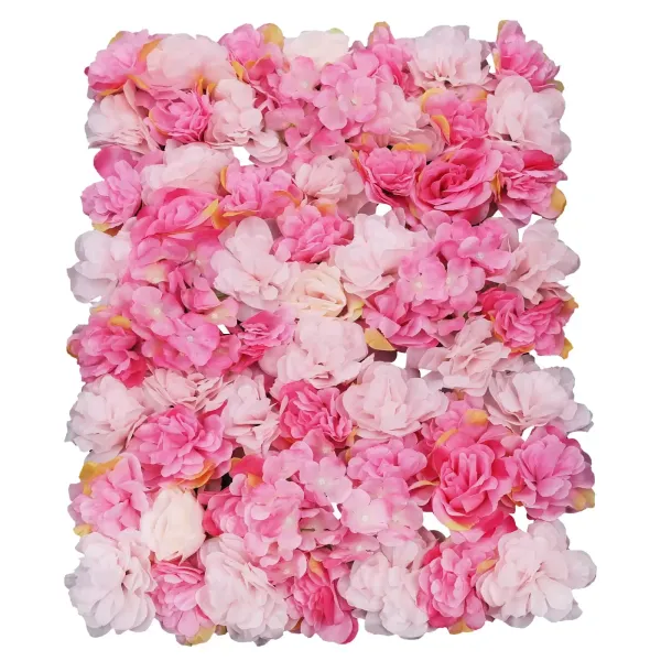 6pcs 23.62 x 15.75 inches Artificial Rose Flower Panels 6pcs Simulation Flowers Wall Hanging Decor Artificial Silk Rose Flower Wall Panel