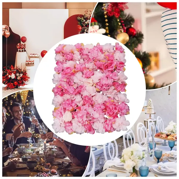 6pcs 23.62 x 15.75 inches Artificial Rose Flower Panels 6pcs Simulation Flowers Wall Hanging Decor Artificial Silk Rose Flower Wall Panel