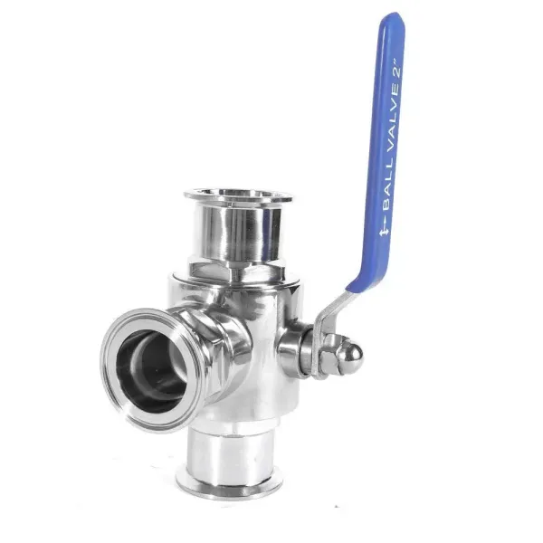 Ball Valve 2 Inch Stainless 304 Three Way Ball Valve Tri Clamp Connection T Type
