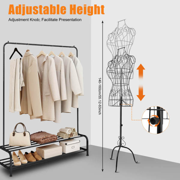 Iron Bust Model, Mannequin Model with Stand, Half-length Model, Mannequin Dress Form 