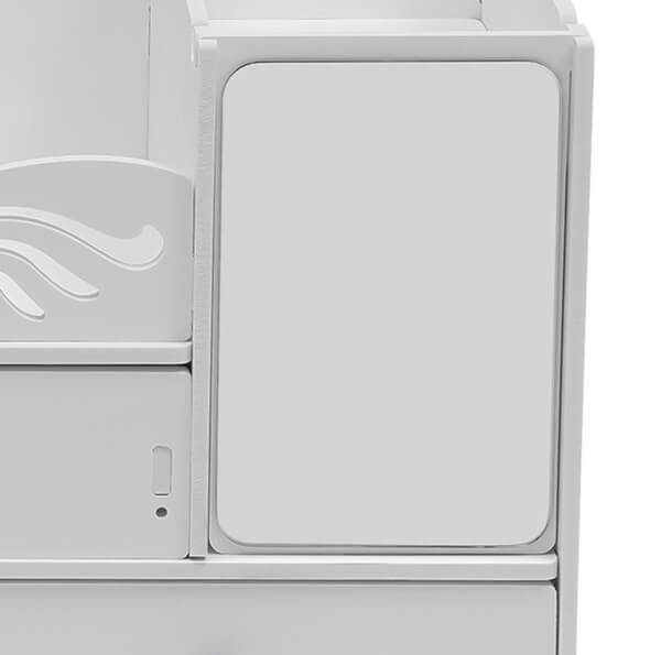 White Cosmetic Organizer, PVC Makeup Storage Box, Desktop Cosmetics Drawer Case, with 3 Drawers and A mirror