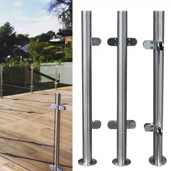 110CM Stainless Steel Balustrade Posts Galss Balustrade Railing Post for Staircase Floor Swimming Pool Guardrail
