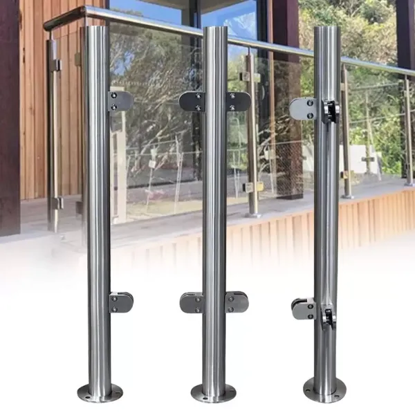 110CM Stainless Steel Balustrade Posts Galss Balustrade Railing Post for Staircase Floor Swimming Pool Guardrail