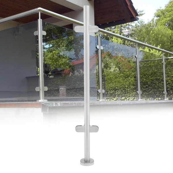 Stainless Steel Balustrade Railing 1100mm High Post Grade Glass Clamps Fencing Home Minimalist Appearance Simple Installation Freely DIY