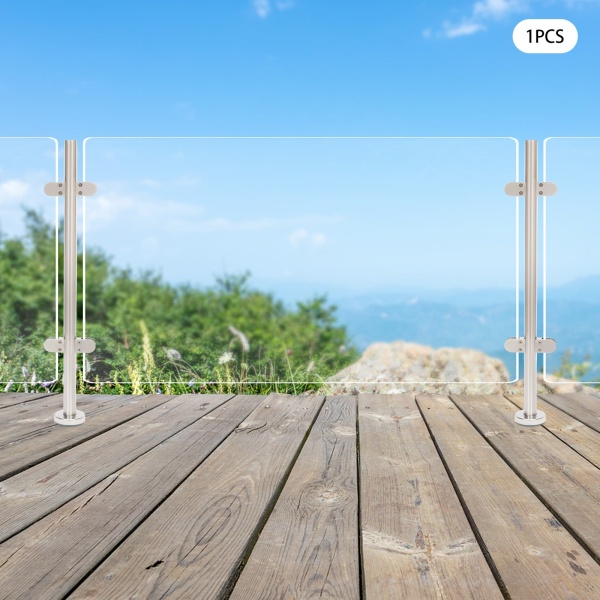 Stainless Railing Steel Balustrade Posts Balustrade Railing Post Handrail for Staircase Floor Swimming Pool Guardrail Column (Mid Post 90cm)