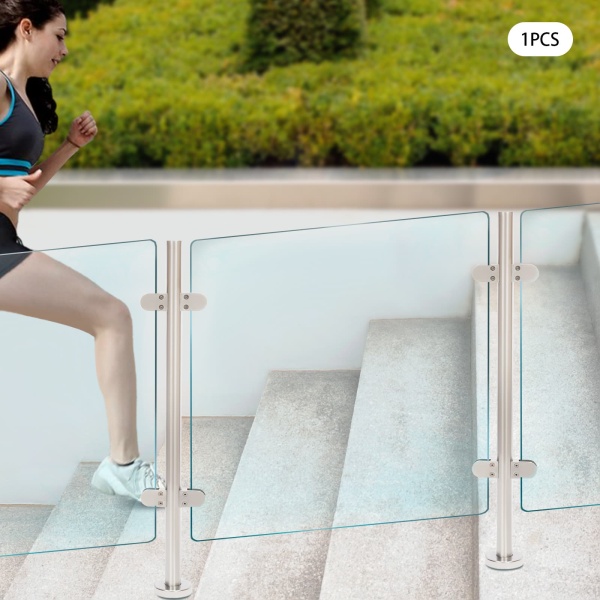 Stainless Railing Steel Balustrade Posts Balustrade Railing Post Handrail for Staircase Floor Swimming Pool Guardrail Column (Mid Post 90cm)