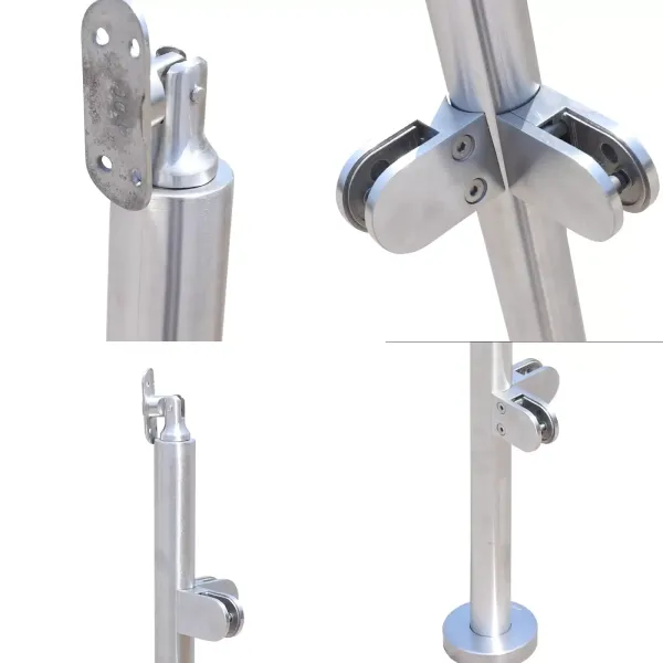110CM Balustrade Posts with Glass Clamps 8-12mm Stainless Steel Glass Fencing Pole Balustrade Post