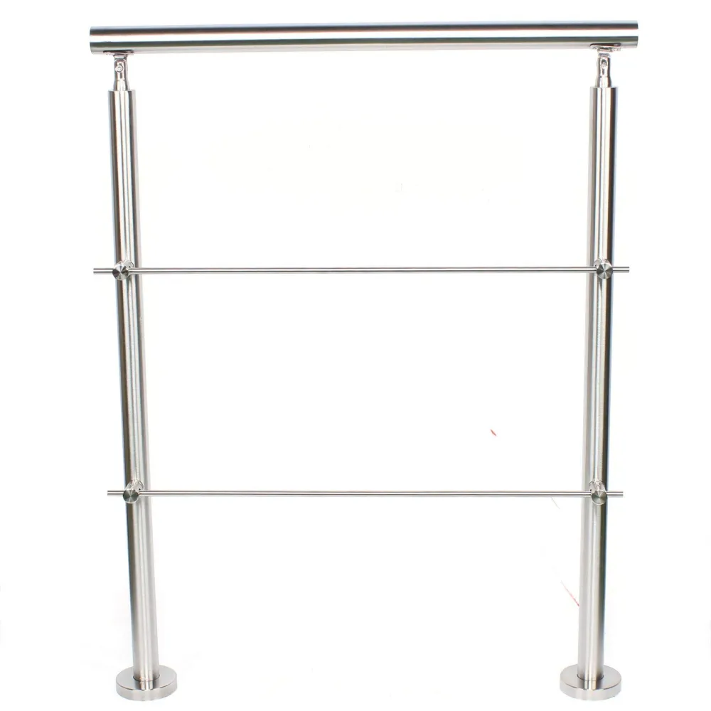 Step Railing Stair Railing Banister Hight 106.5cm Stainless Steel Handrail Safety(80cm, 2 Crossbar)