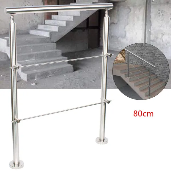Step Railing Stair Railing Banister Hight 106.5cm Stainless Steel Handrail Safety(80cm, 2 Crossbar) Step Railing Stair Railing Banister Hight 106.5cm Stainless Steel Handrail Safety(80cm, 2 Crossbar)