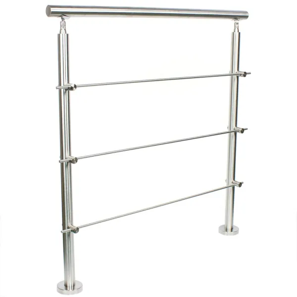 (100cm 3cross bar) Outdoor Safety Grab Rail Mobility Aid Garden Step Railing Stainless Steel Balustrade Posts Balustrade