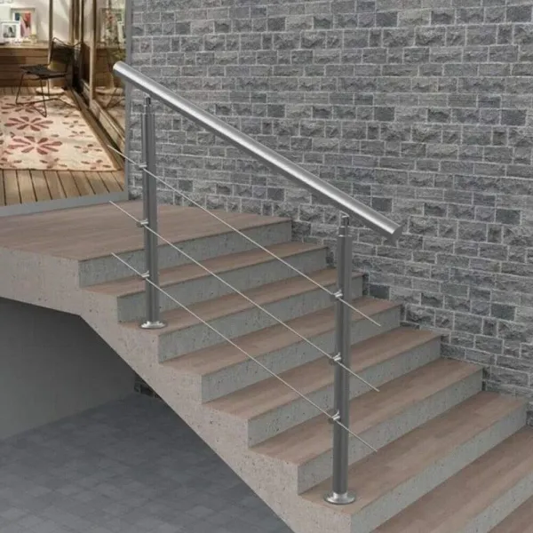(100cm 3cross bar) Outdoor Safety Grab Rail Mobility Aid Garden Step Railing Stainless Steel Balustrade Posts Balustrade