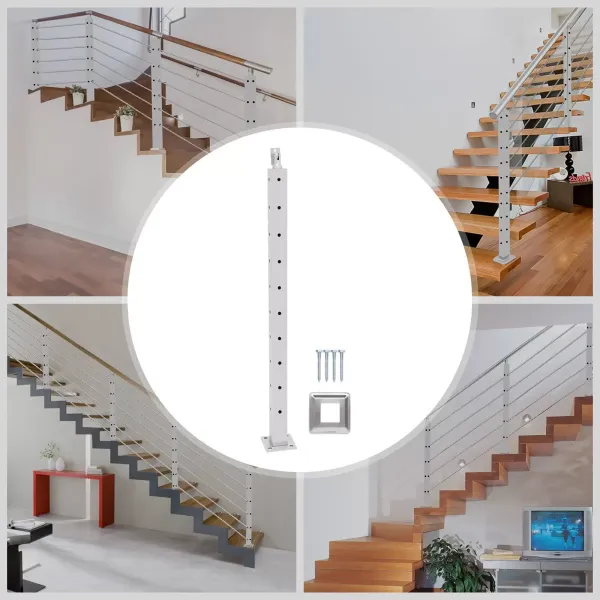 36 inch Handrail Post Stair Cable Railing Post Adjustable Angle 0-90° Stainless