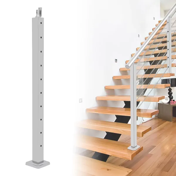 36'' Silver Cable Railing Post Stainless Steel Handrail Stair Rail Post-0-180°