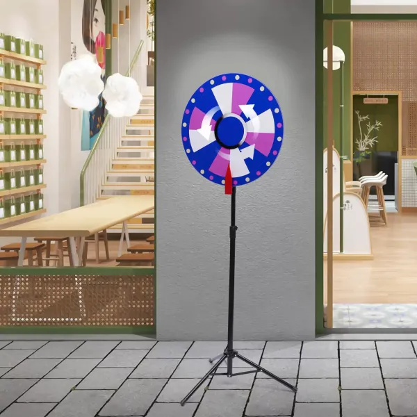 24" Color Prize Wheel Spinning Wheel 12 Slots Color with Folding Tripod Floor Stand