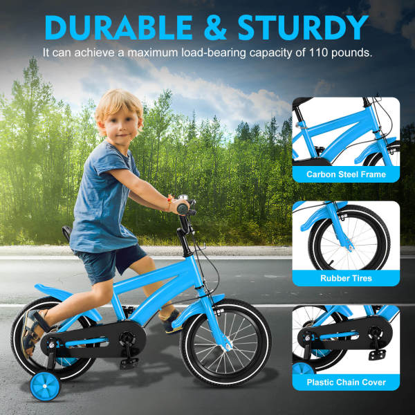14 Inch Children's Bicycle 2-9 Years boys and girls Bicycle Kids Bike with V-Brake Front Stabilisers and Pneumatic Tyres Blue 14 Inch Children's Bicycle 2-9 Years boys and girls Bicycle Kids Bike with V-Brake Front Stabilisers and Pneumatic Tyres Blue