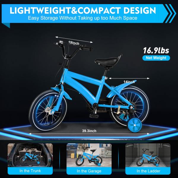 14 Inch Children's Bicycle 2-9 Years boys and girls Bicycle Kids Bike with V-Brake Front Stabilisers and Pneumatic Tyres Blue 14 Inch Children's Bicycle 2-9 Years boys and girls Bicycle Kids Bike with V-Brake Front Stabilisers and Pneumatic Tyres Blue