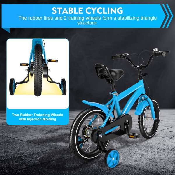 14 Inch Children's Bicycle 2-9 Years boys and girls Bicycle Kids Bike with V-Brake Front Stabilisers and Pneumatic Tyres Blue 14 Inch Children's Bicycle 2-9 Years boys and girls Bicycle Kids Bike with V-Brake Front Stabilisers and Pneumatic Tyres Blue