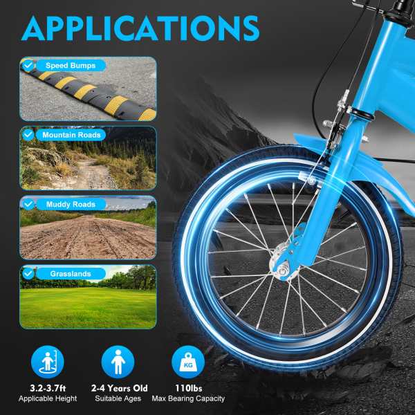 14 Inch Children's Bicycle 2-9 Years boys and girls Bicycle Kids Bike with V-Brake Front Stabilisers and Pneumatic Tyres Blue 14 Inch Children's Bicycle 2-9 Years boys and girls Bicycle Kids Bike with V-Brake Front Stabilisers and Pneumatic Tyres Blue