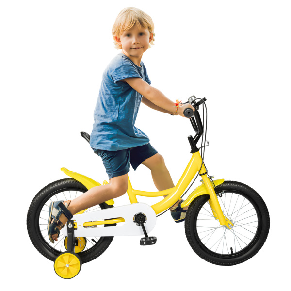 16 Inch Boy’s Girl’s Kids Bicycle Height Adjustable Child Bike with Stabilisers Yellow