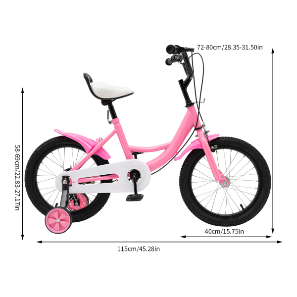 16" Kids Bike Bicycle Bikes 4-7 Years Old Boys/Girls Steel Frame Xmas Gift Pink